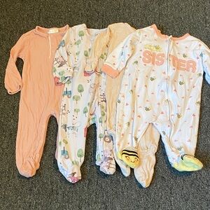 Caden Lane Kids Footies Set - Peach, Cream, and White